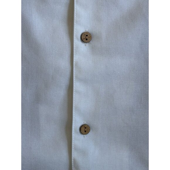 COOFANDY Men's Button Down Casual Short Sleeve Shirt Linen Blend White Large - Picture 3 of 9